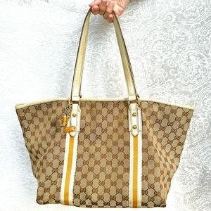 Auth gucci GG Canvas Jolicoeur Tote Bag